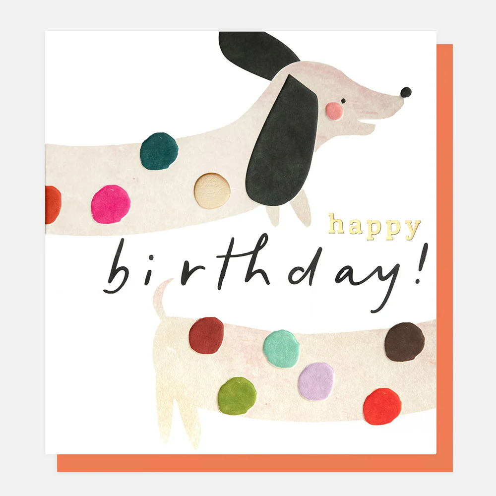 Spotty Sausage Dog Birthday Card