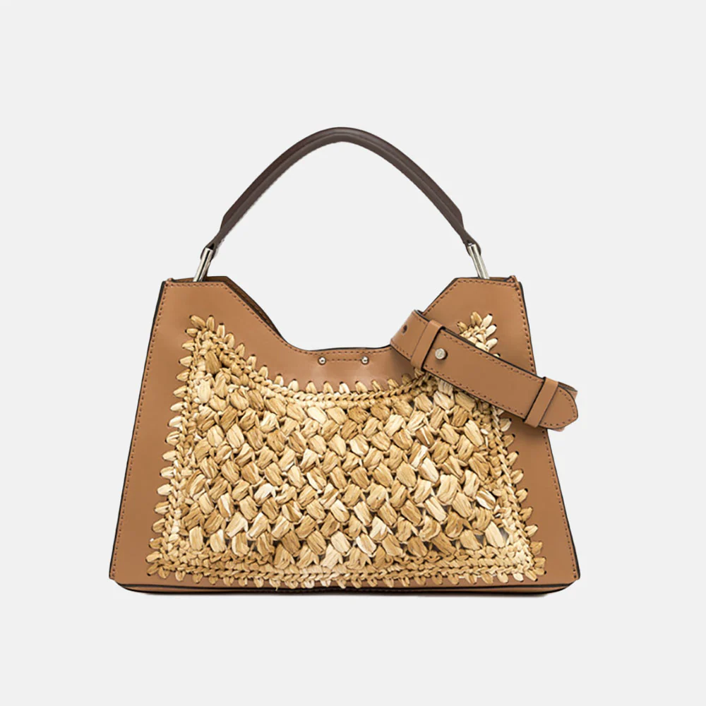 Straw/Tan Leather Aurora Bag