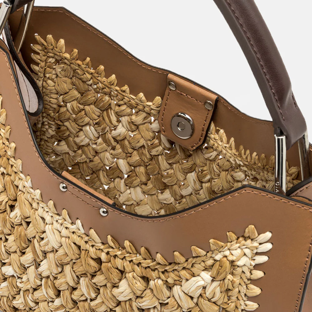 Straw/Tan Leather Aurora Bag - Image 2