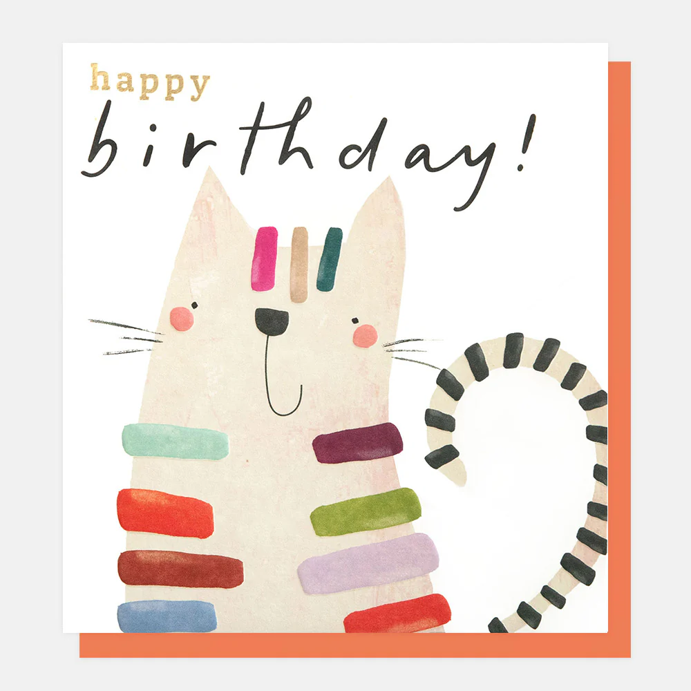 Stripy Cat Birthday Card