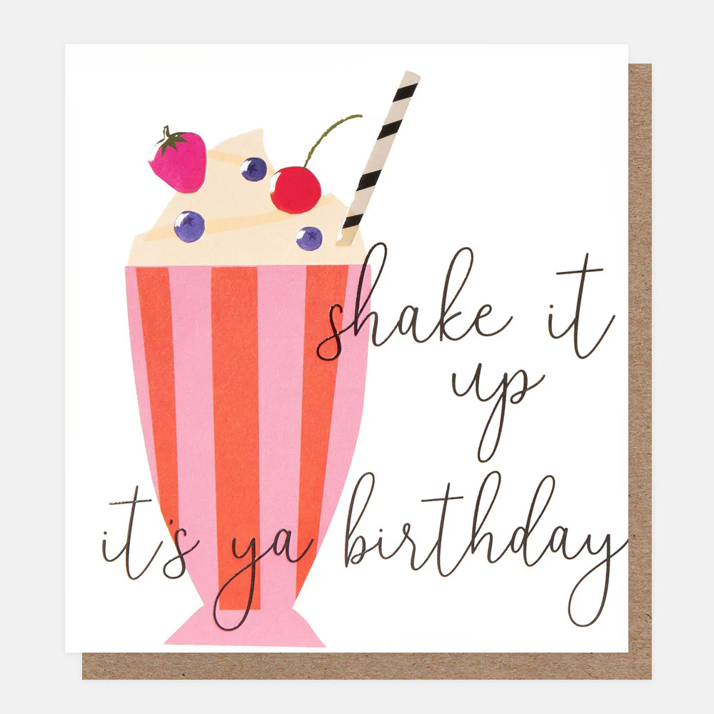Stripy Milkshake Birthday Card
