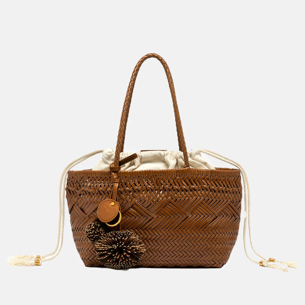 Tan Woven Leather Paloma Handbag