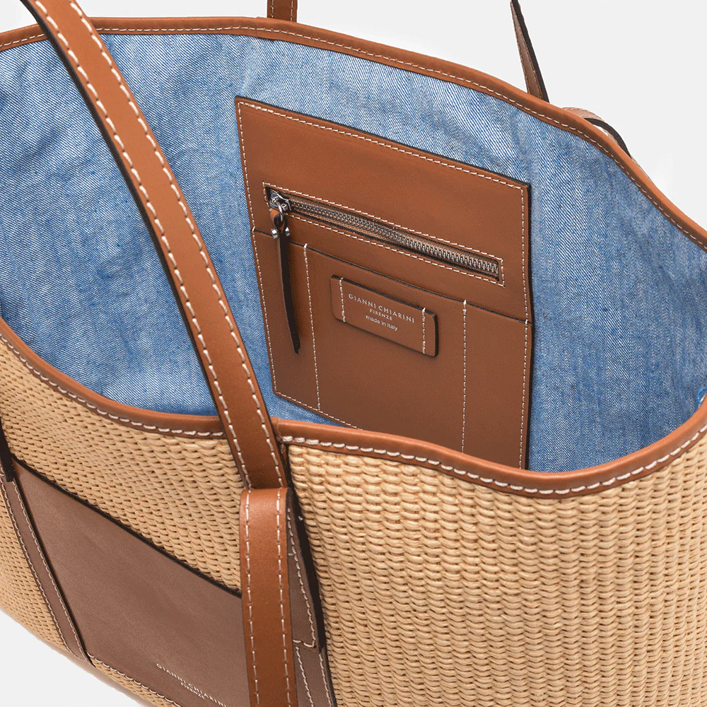Tan Woven Leather Superlight Tote Bag - Image 2