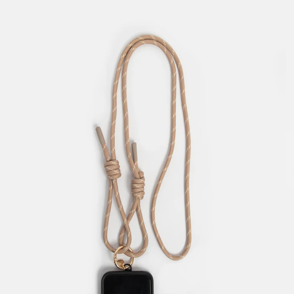 Taupe/White Cord Crossbody Phone Strap