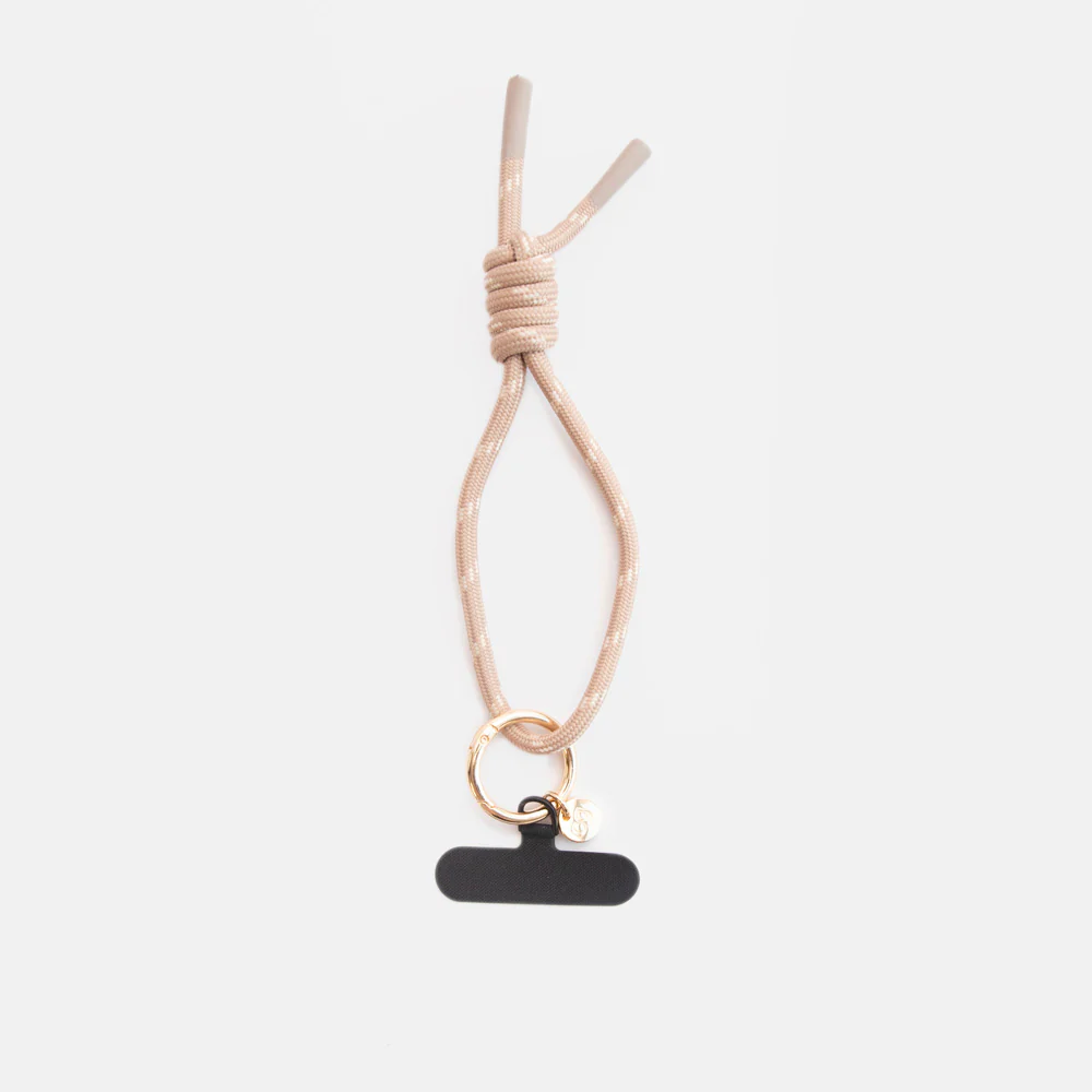 Taupe/White Cord Wristlet Phone Strap