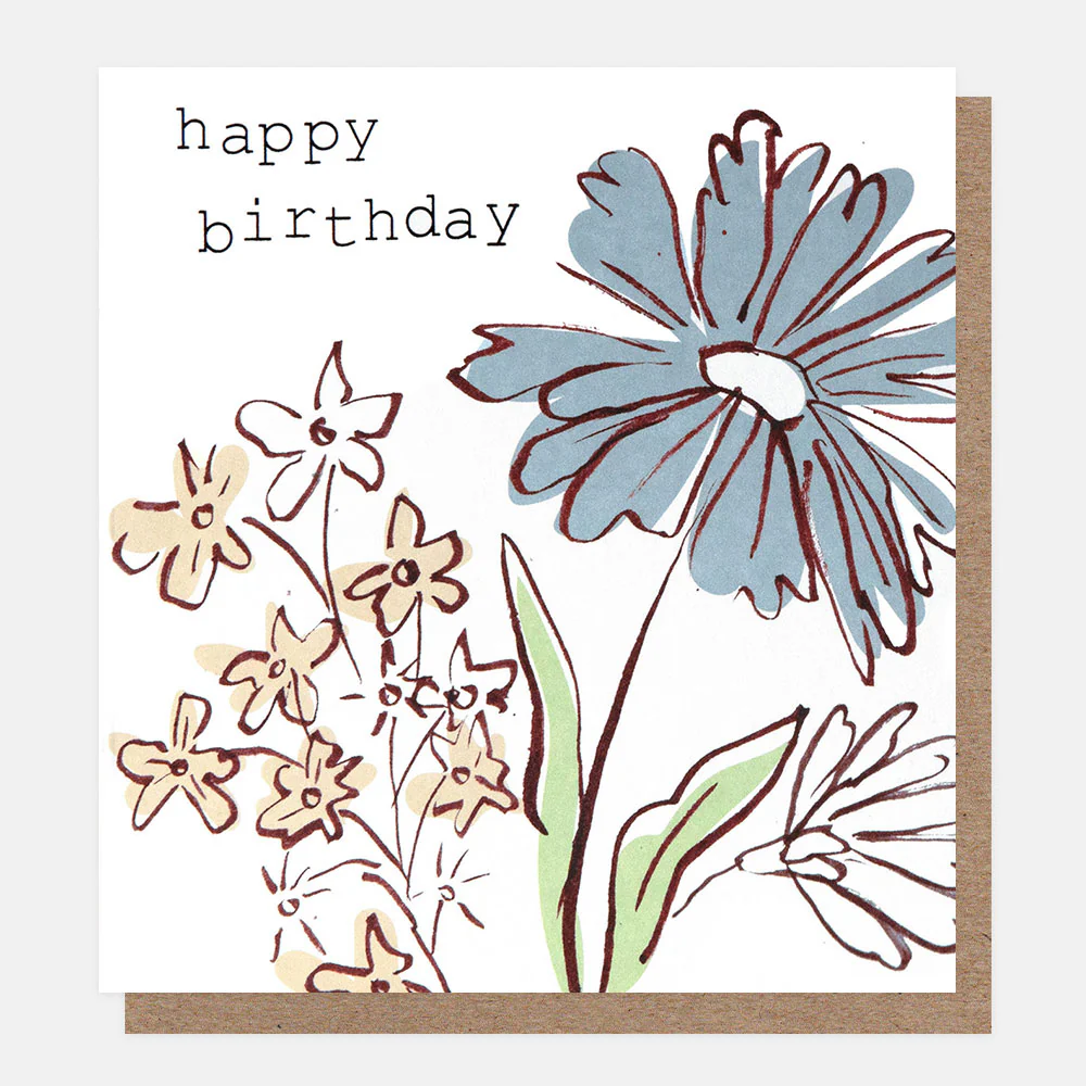 Teal Daisy Happy Birthday Card