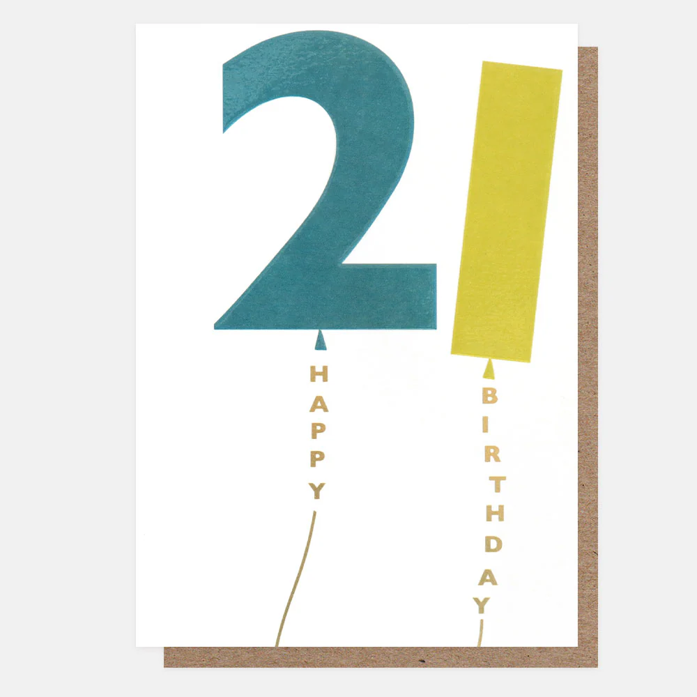 Blue/Green Balloons 21st Birthday Card
