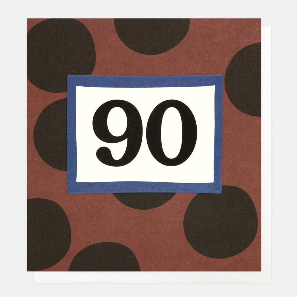 Terracotta/Black Spots 90th Birthday Card