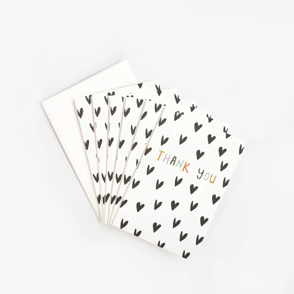 Scattered Hearts Thank You Cards Pack of 6