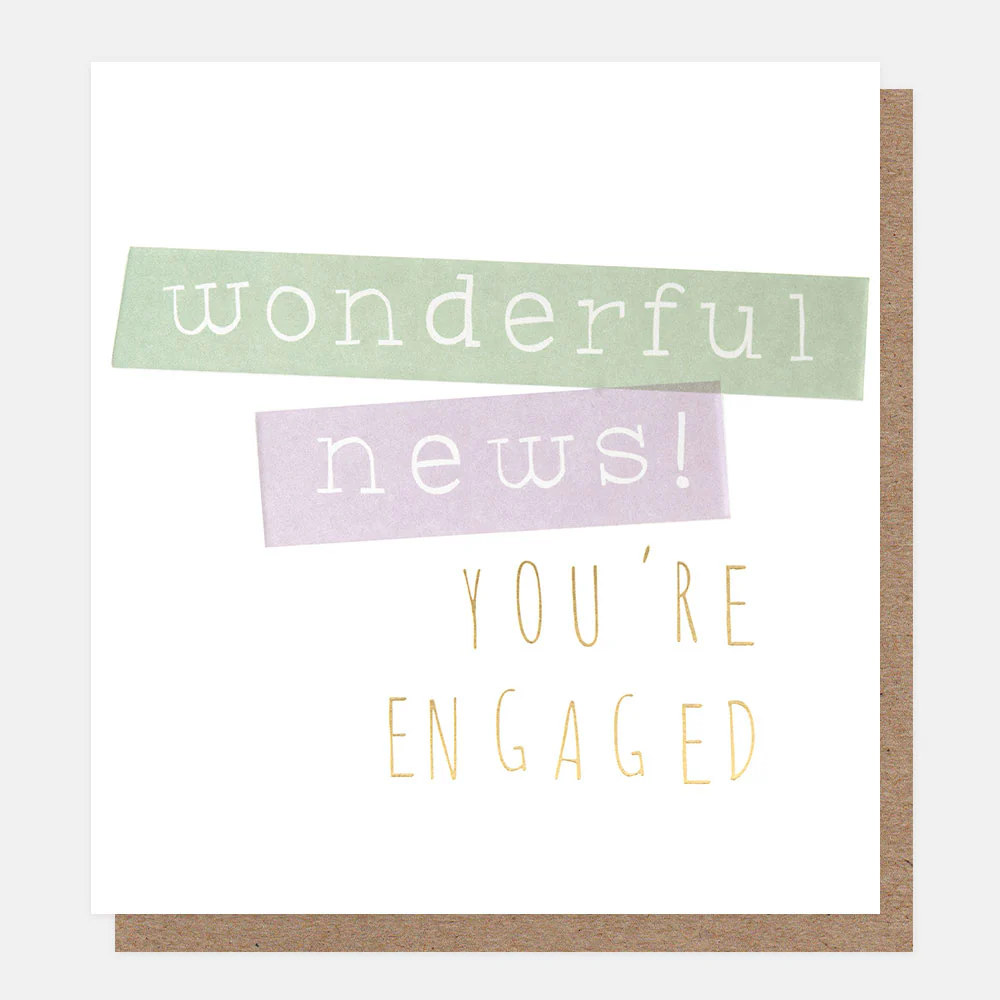 Ticker Tape Wonderful News Engagement Card