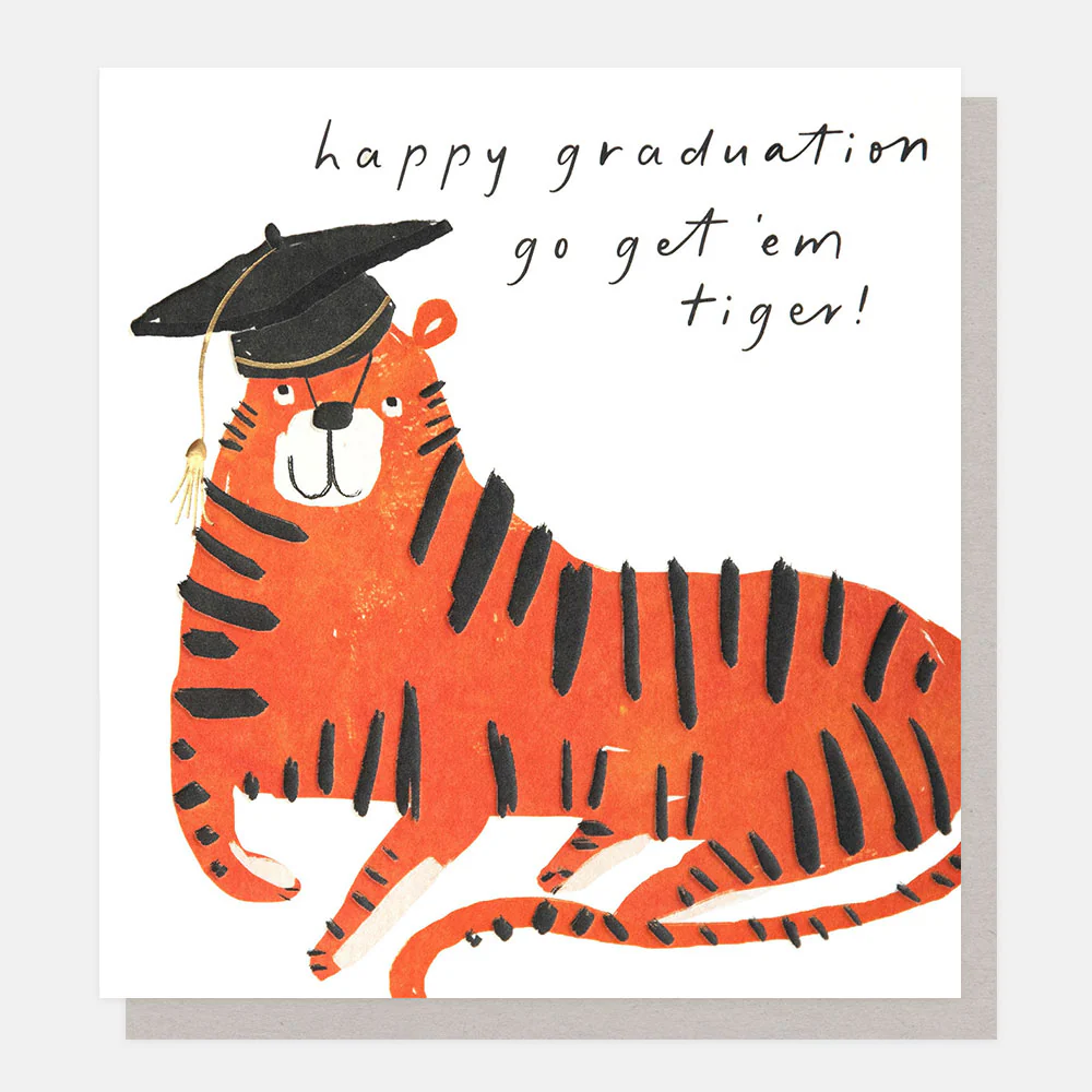 Tiger In Mortar Board Graduation Card