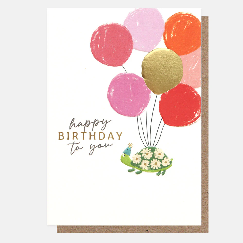 Tortoise & Balloons Birthday Card