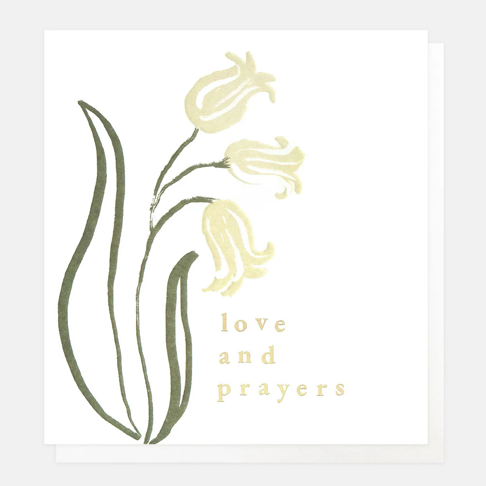 White Flowers Love & Prayers Sympathy Card