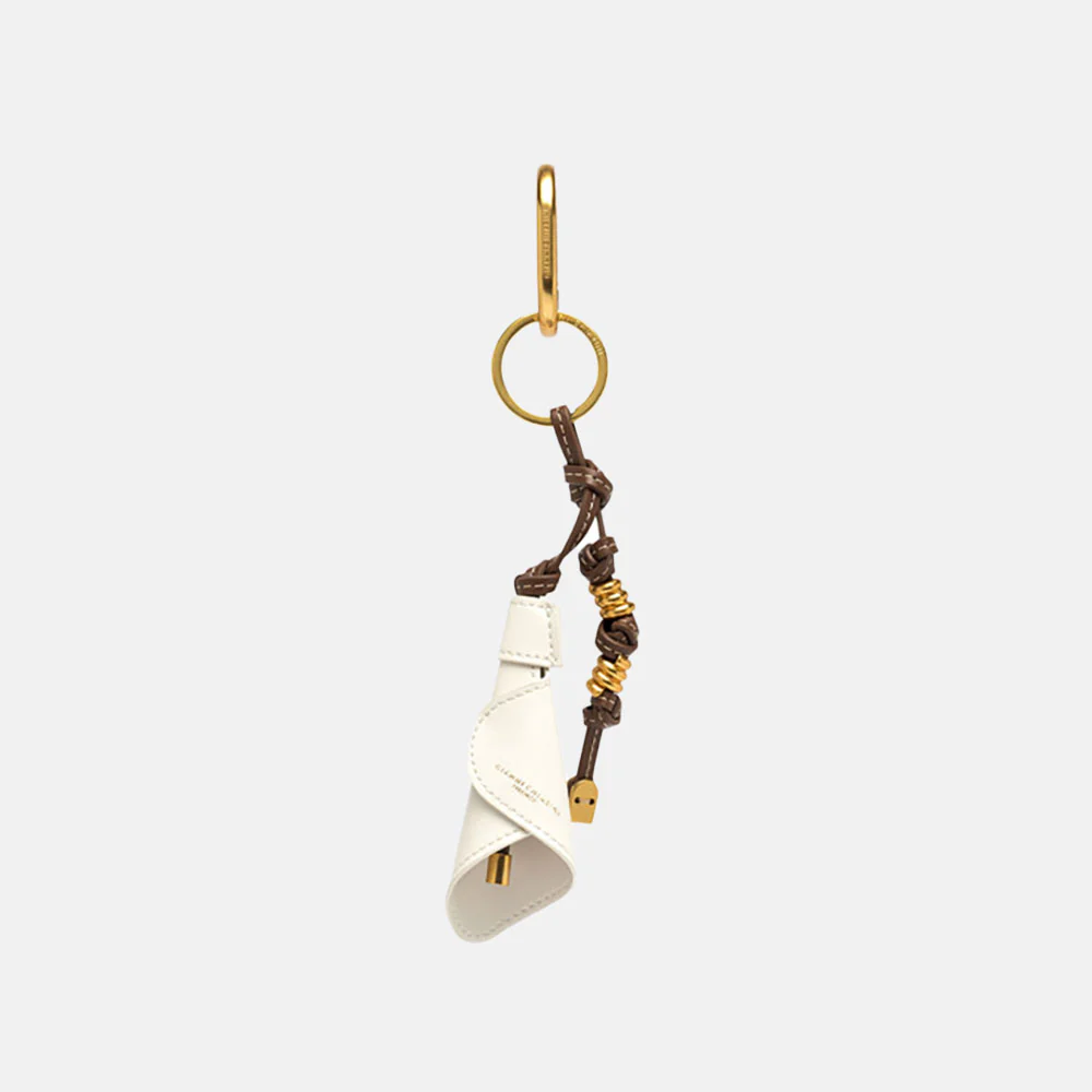 White Lily Flower Leather Bag Charm