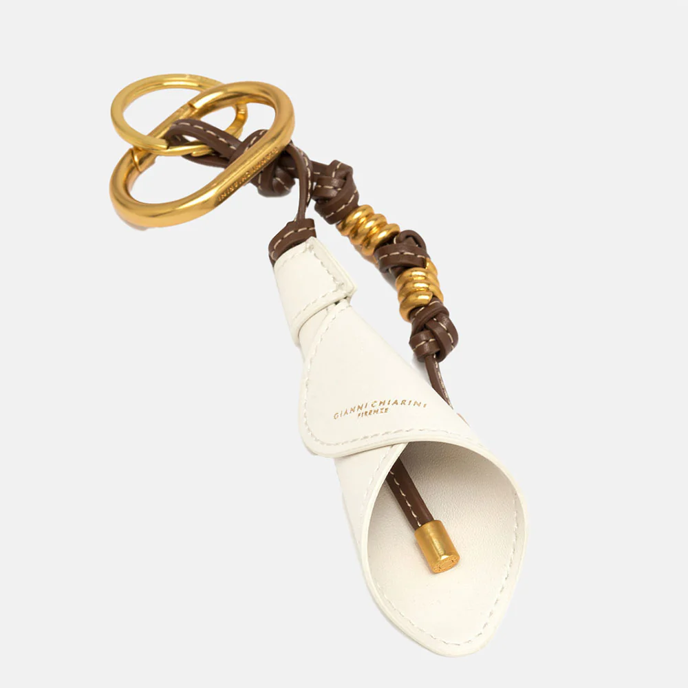 White Lily Flower Leather Bag Charm - Image 2