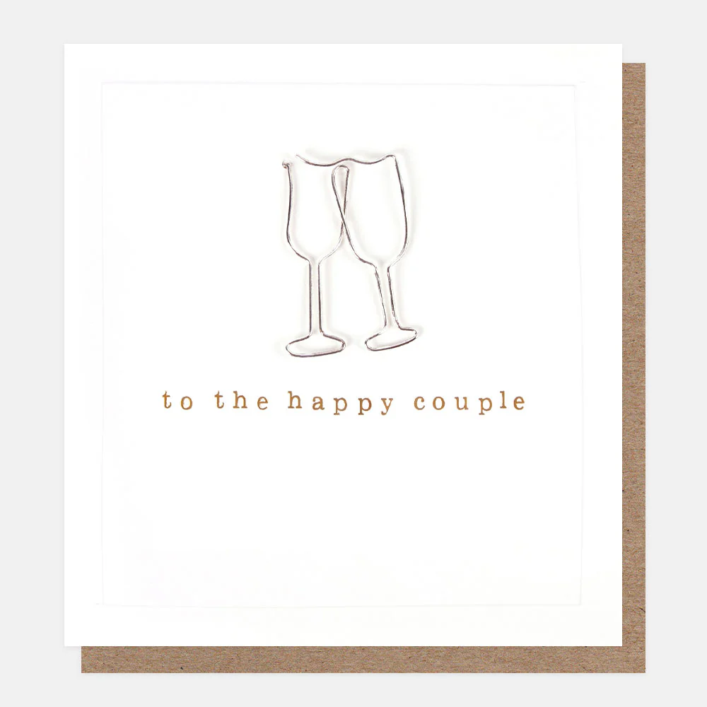 Wire Champagne Flutes Happy Couple Card