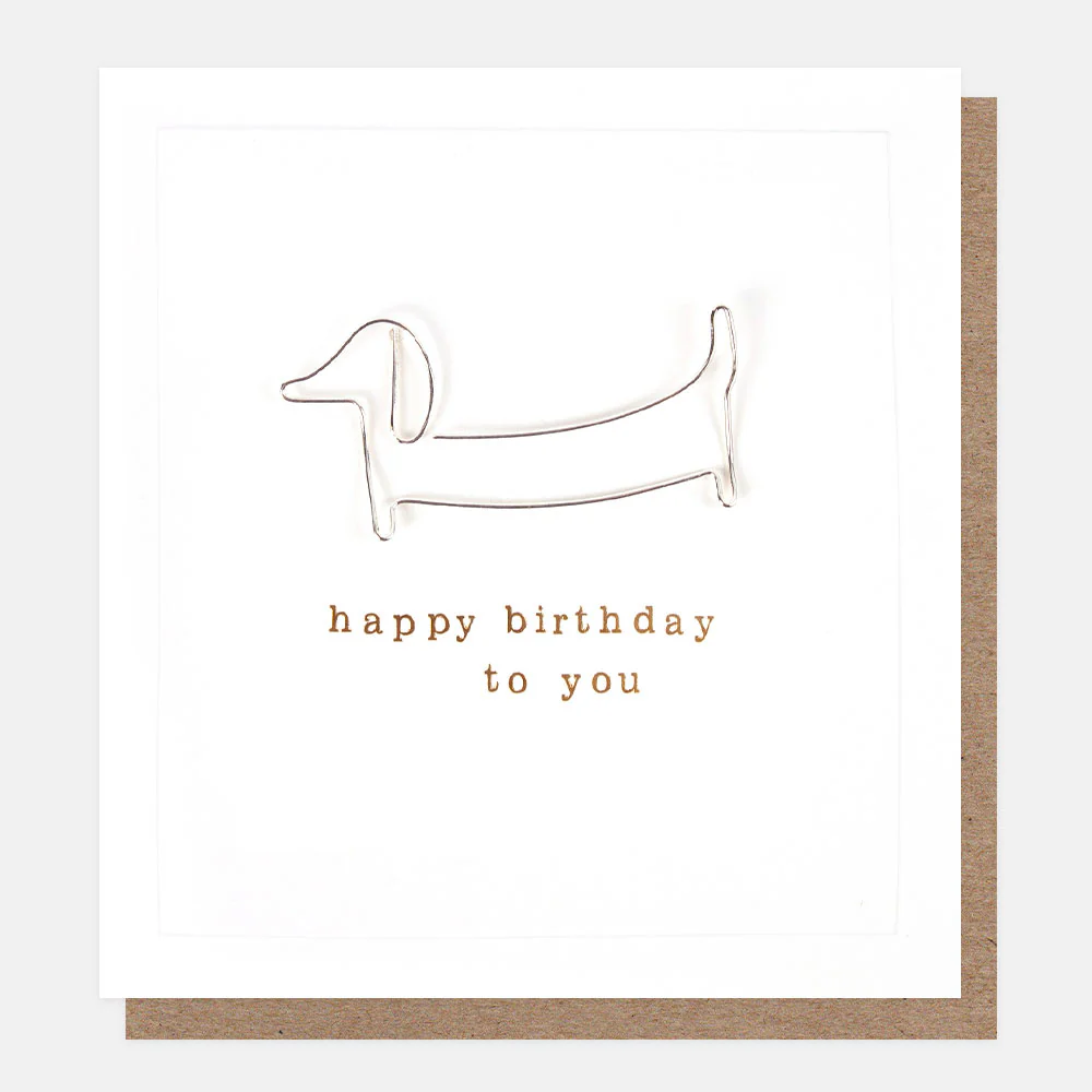 Wire Sausage Dog Birthday Card
