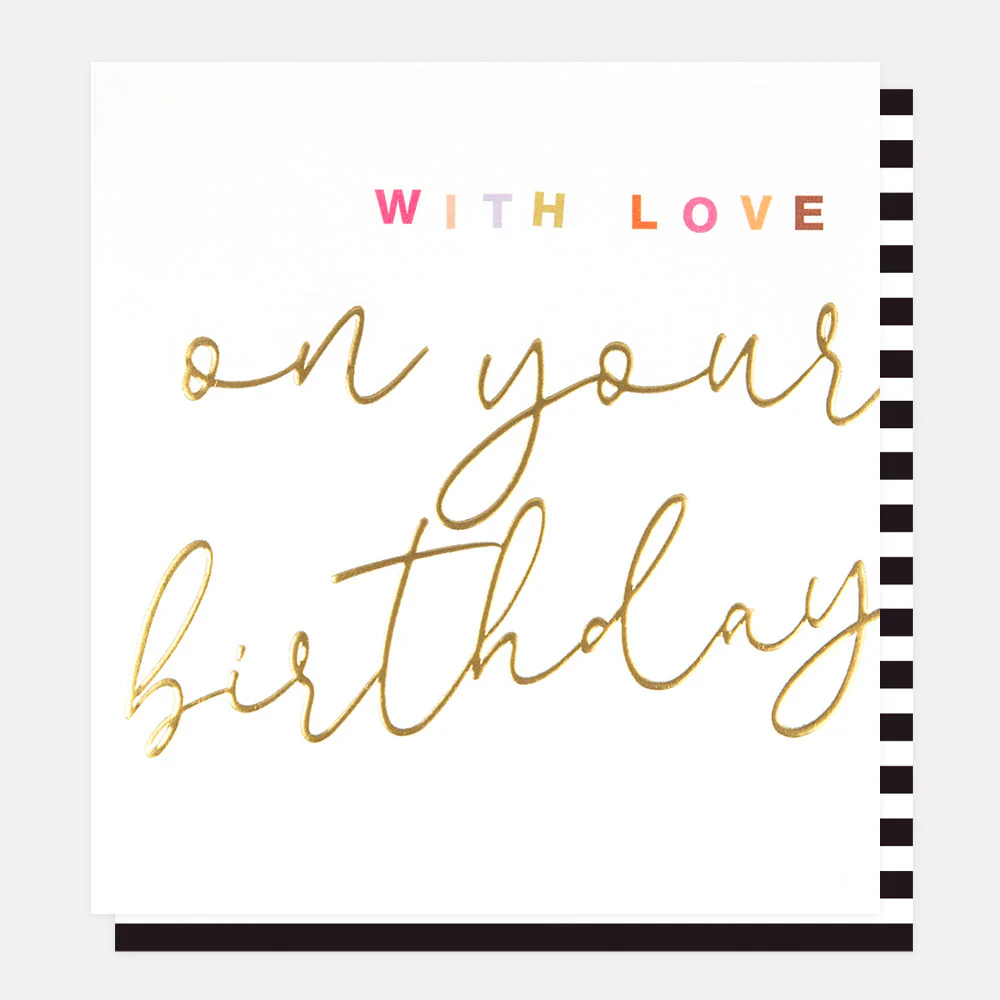 Gold Calligraphy With Love Birthday Card
