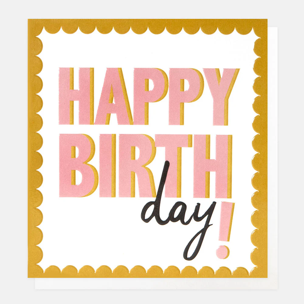 Yellow Scallop Border Birthday Card