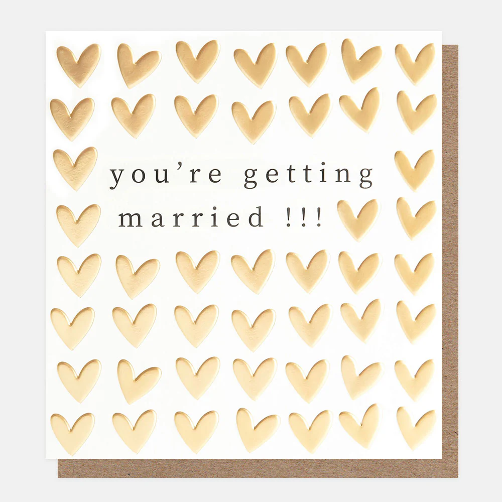 Gold Hearts Engagement Card