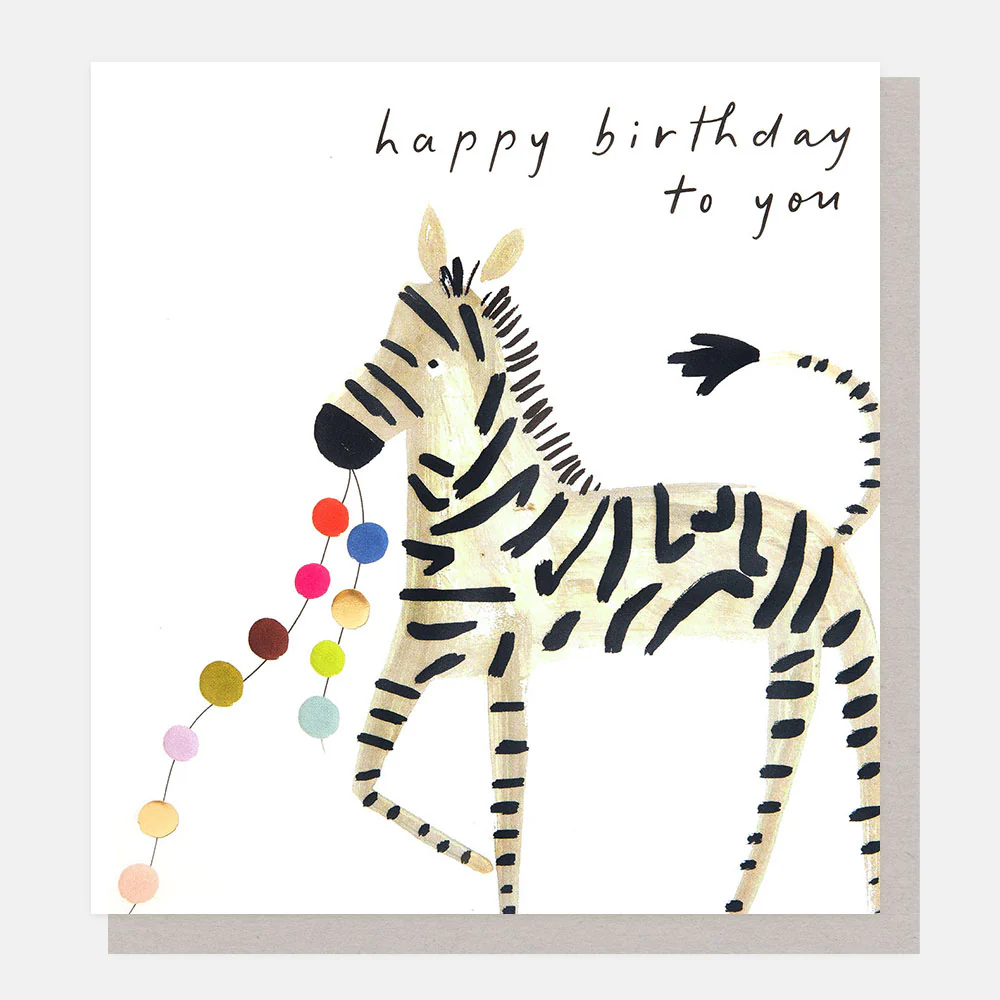 Zebra With Garland Birthday Card